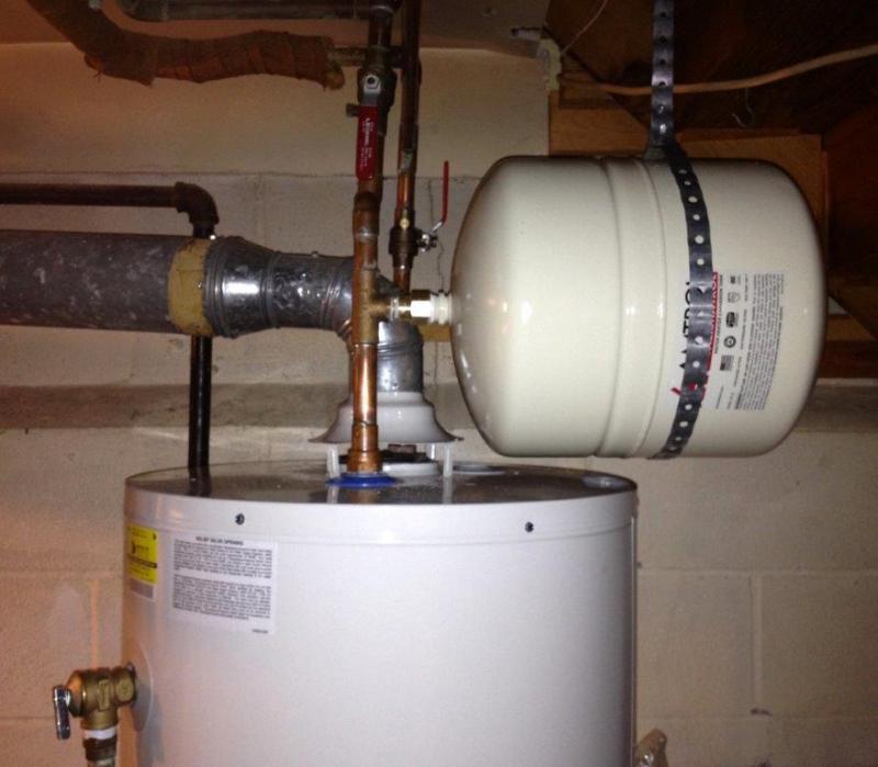 Thermal expansion tank installed on hot water side